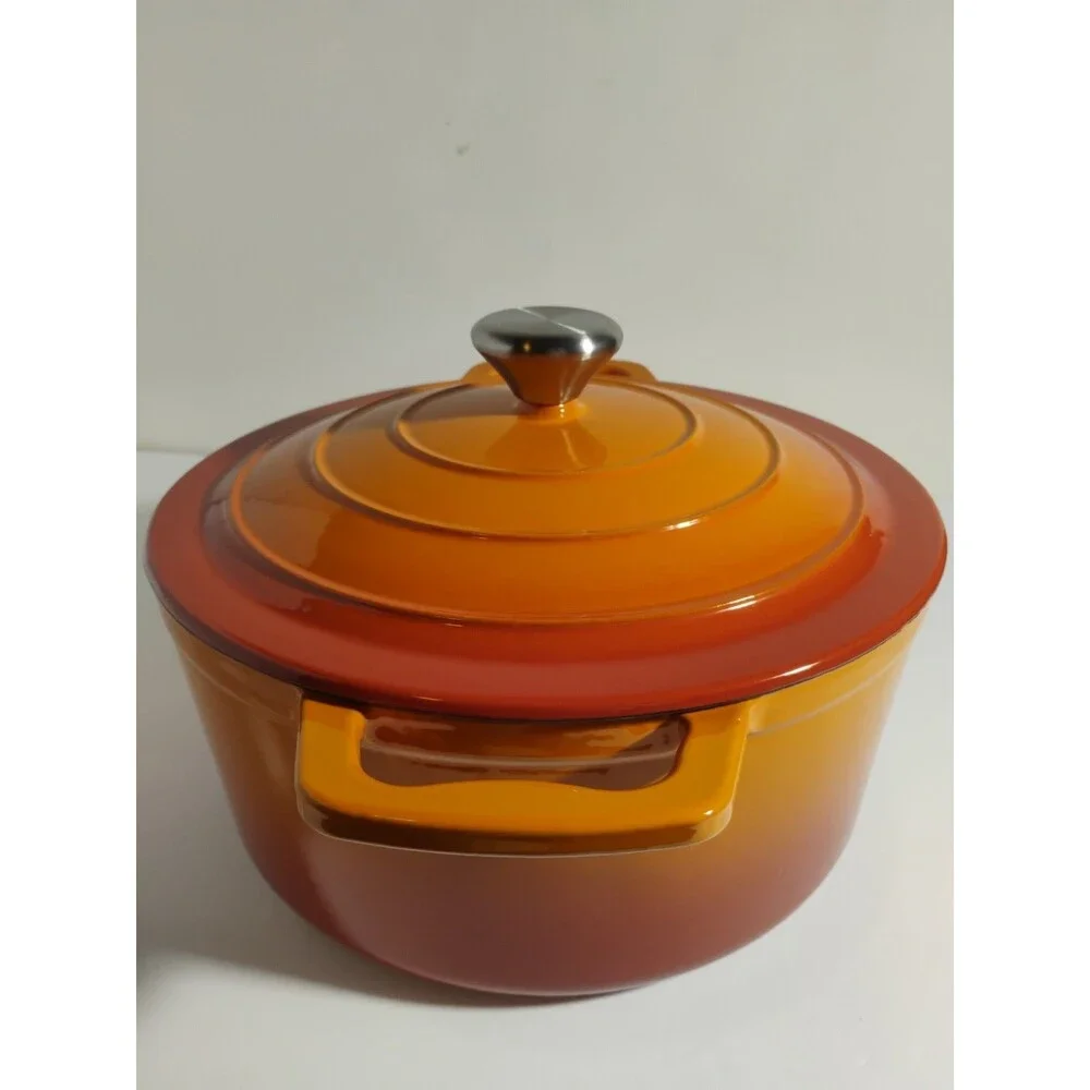 Chef Power 4.5QT Orange Flamed Enameled Cast Iron Dutch Oven with Lid New